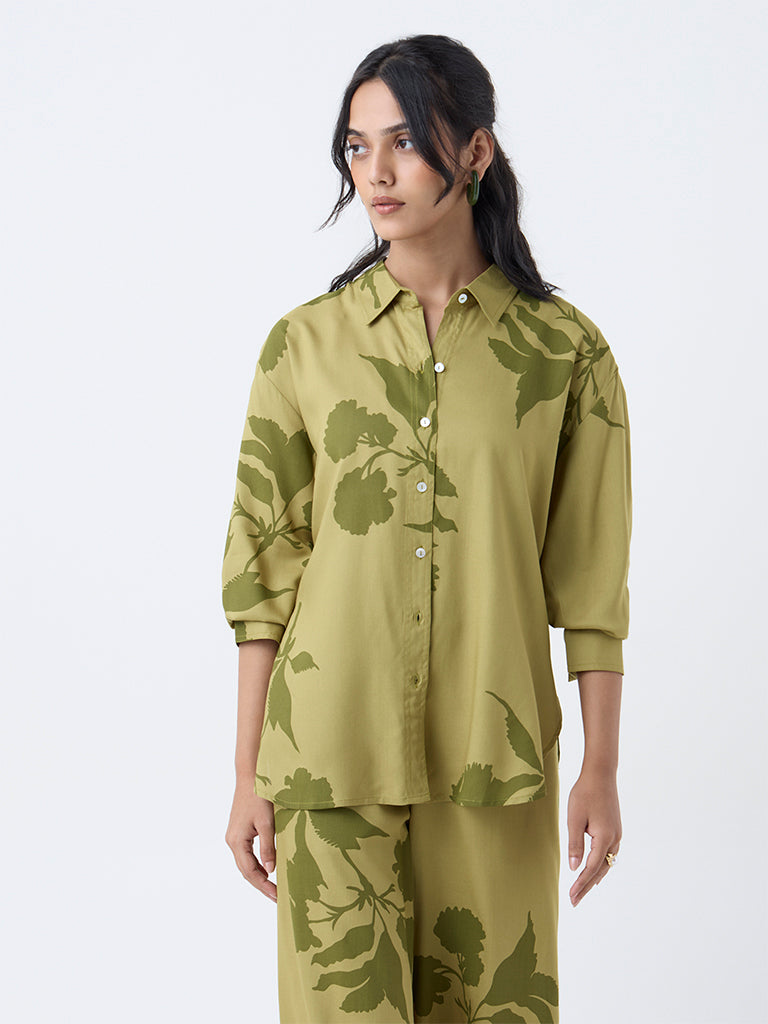 Utsa Lime Floral Pattern Tunic