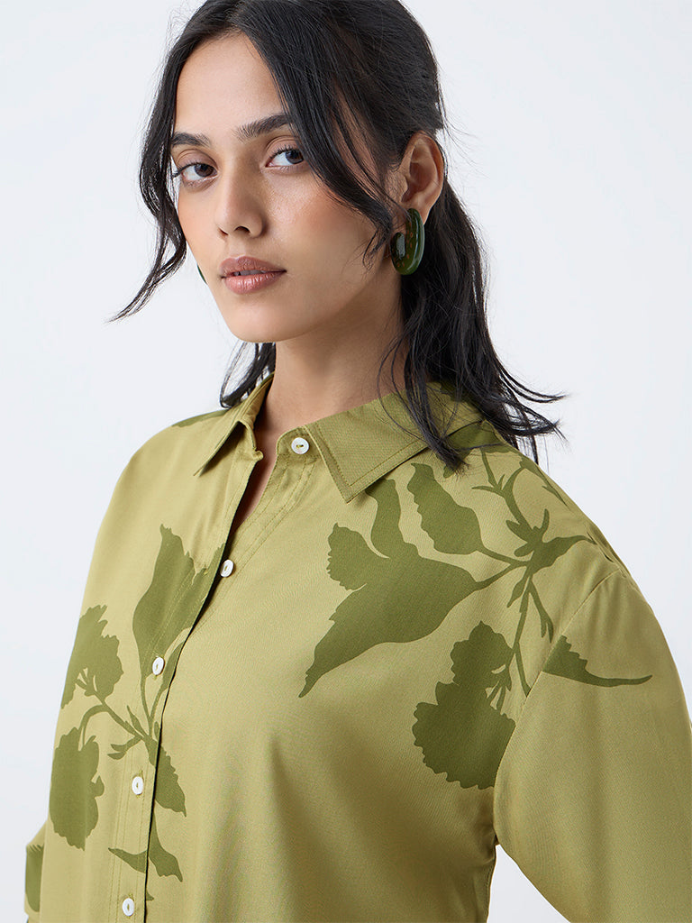 Utsa Lime Floral Pattern Tunic