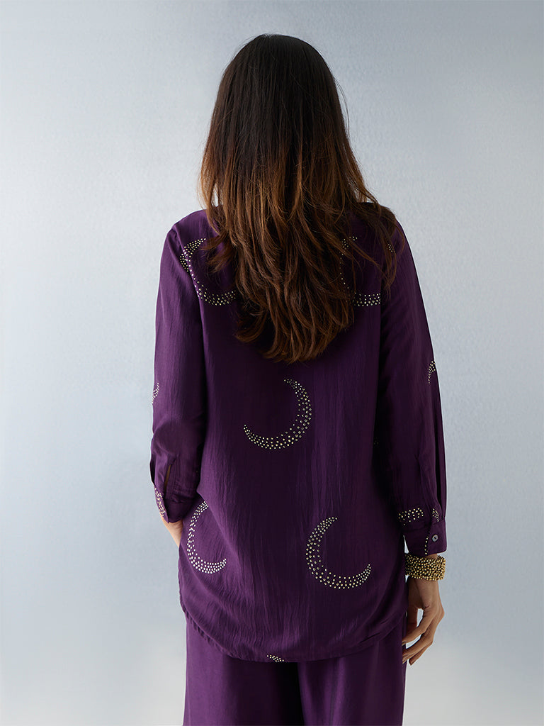 Utsa Purple Stud-Detailed Tunic