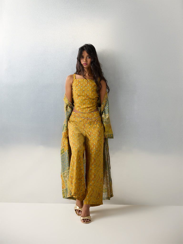 Utsa Yellow Printed Palazzos