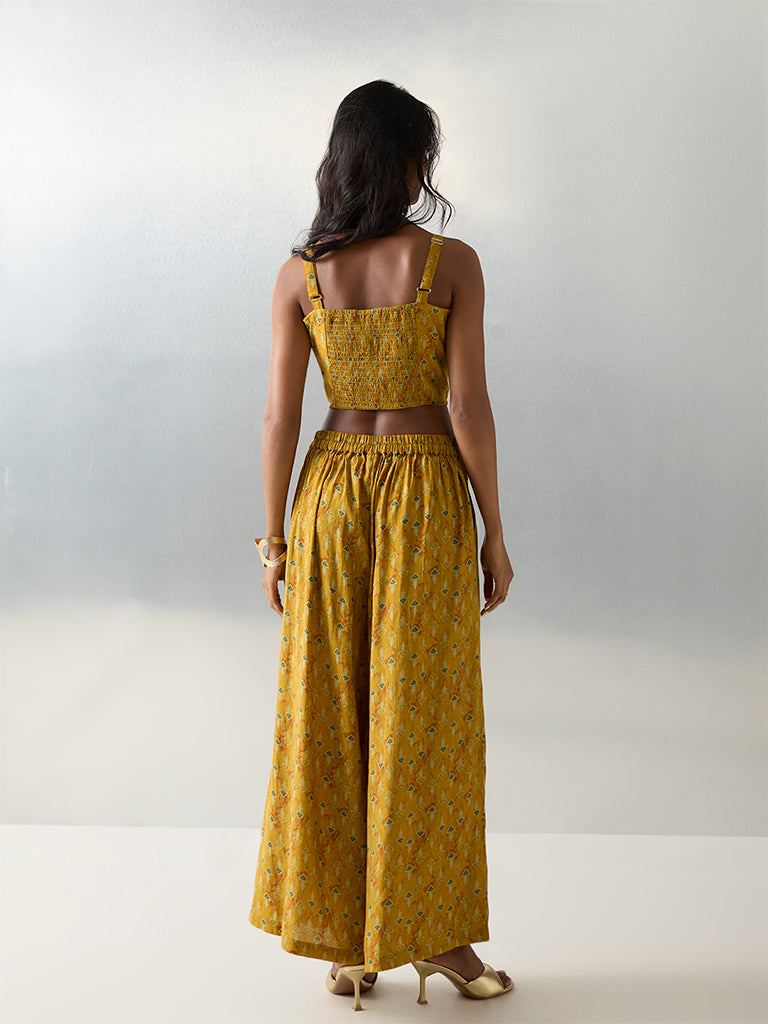 Utsa Yellow Printed Palazzos