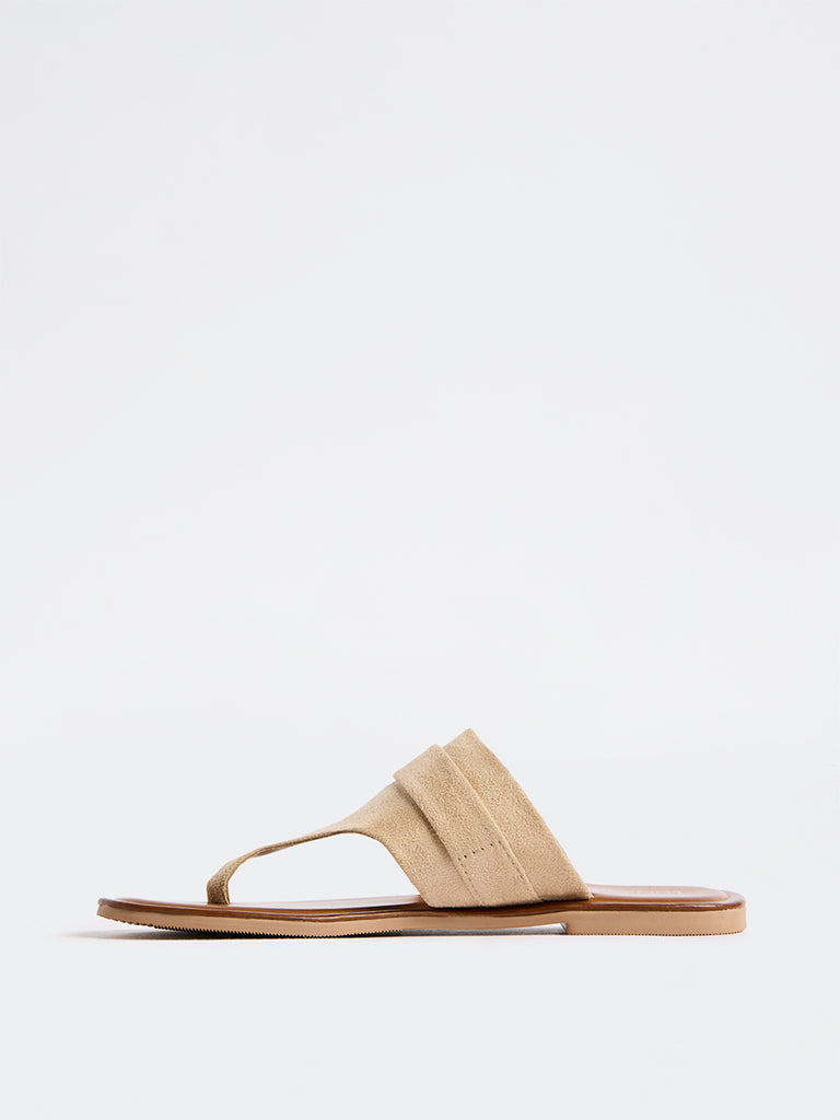 LUNA BLU Beige Thong-Strap Sandals