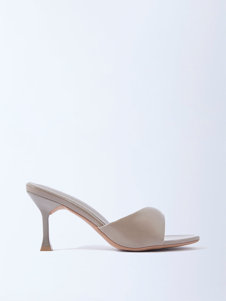 LUNA BLU Taupe Slip-On Heel Sandals