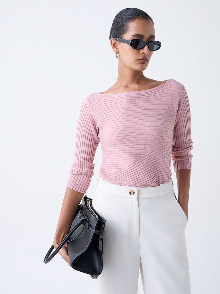 Wardrobe Pink Self-Striped Top