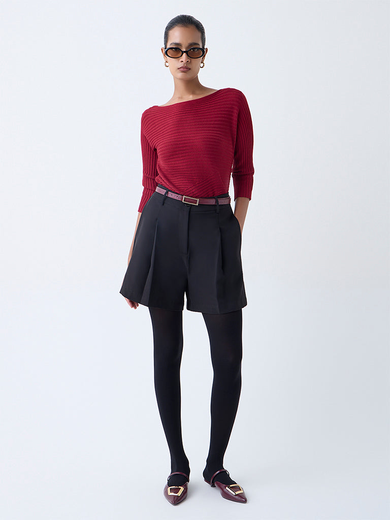 Wardrobe Red Self-Striped Top