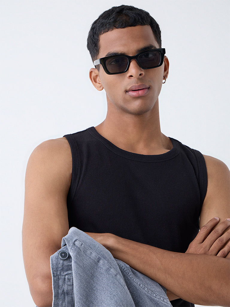 Nuon Black Ribbed Cotton-Blend Slim-Fit T-Shirt