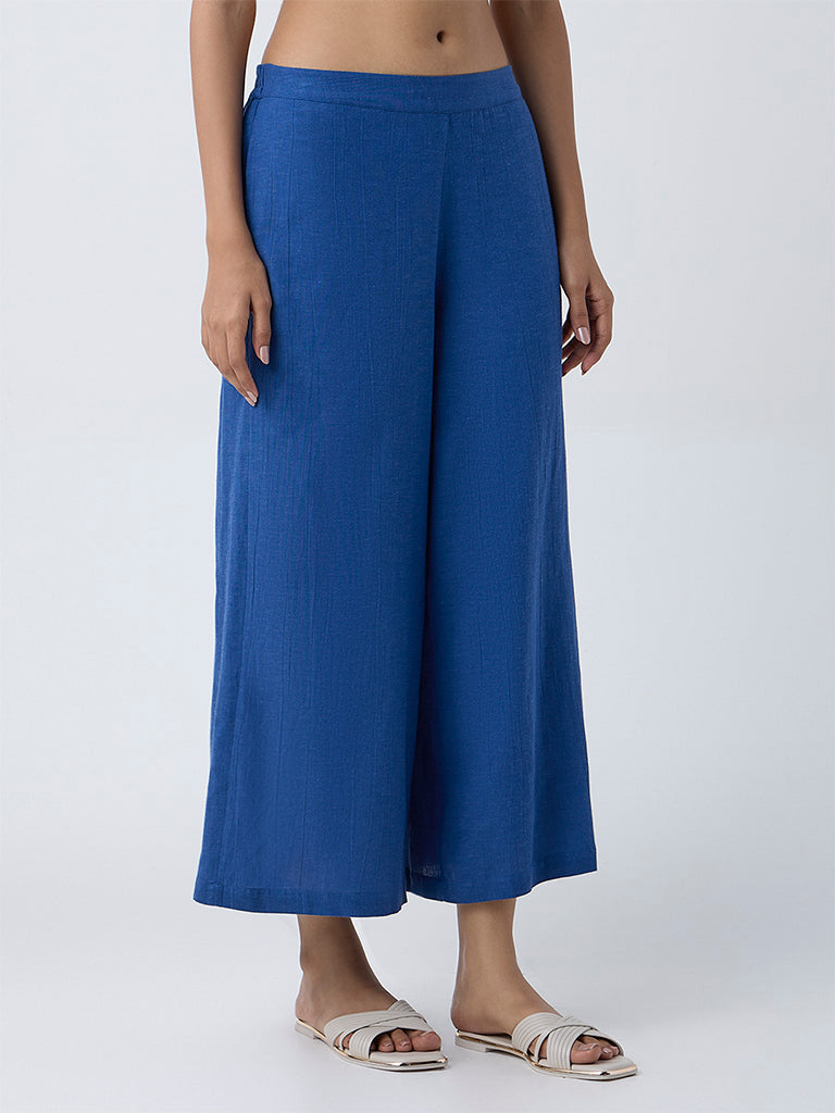 Utsa Blue Solid Palazzos