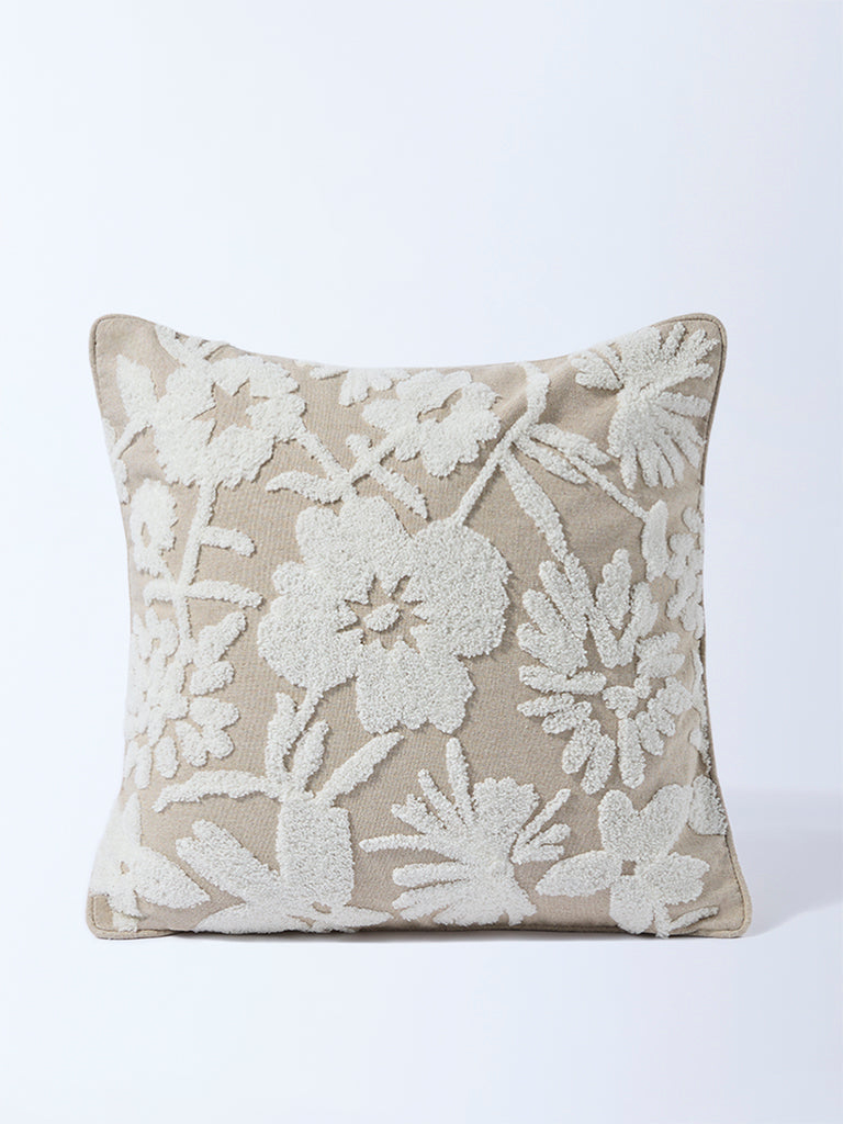 Westside Home White Floral Embroidered Cushion Cover