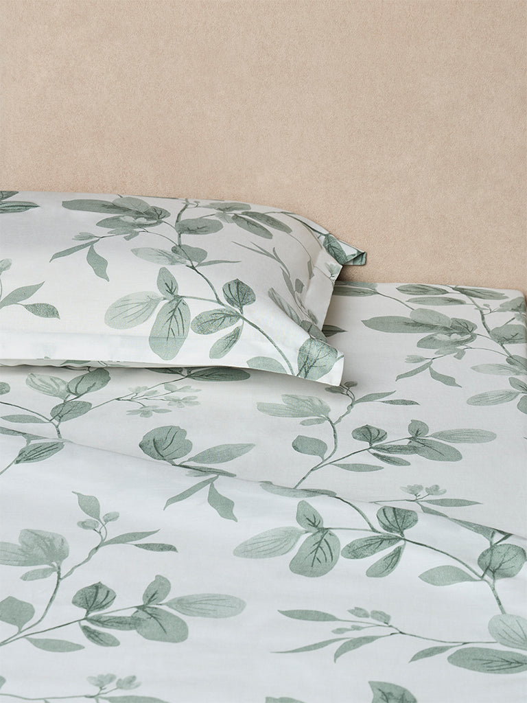 Westside Home Sage Leaf Design King Bed Sheet Set