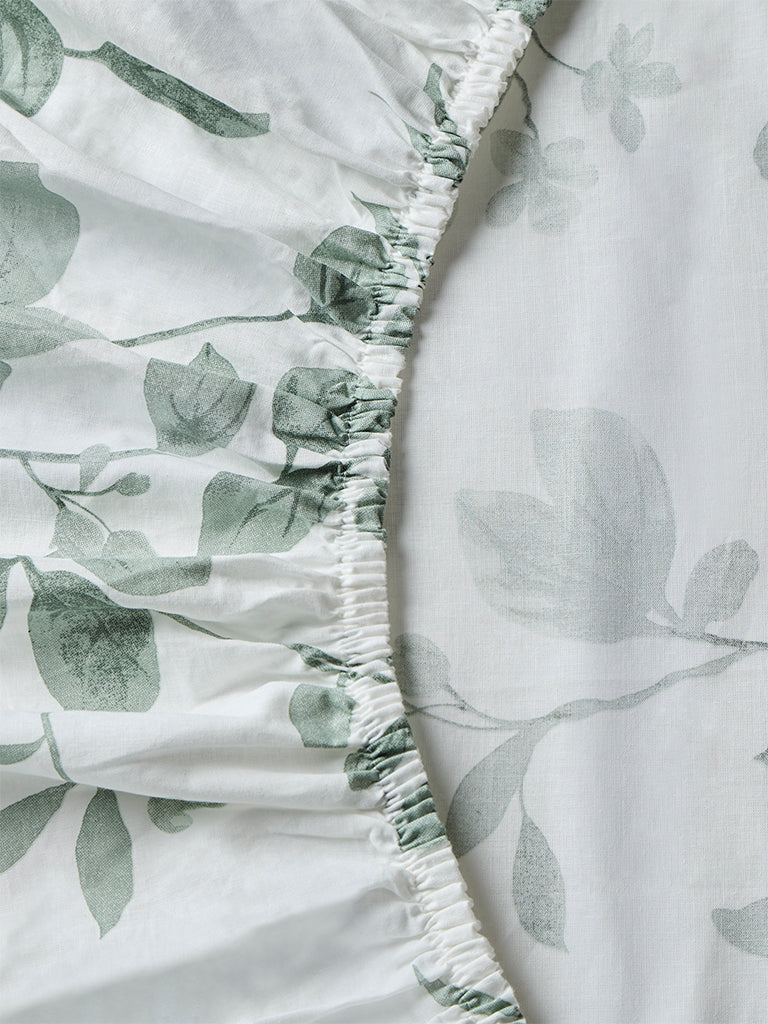 Westside Home Sage Leaf Design King Bed Sheet Set