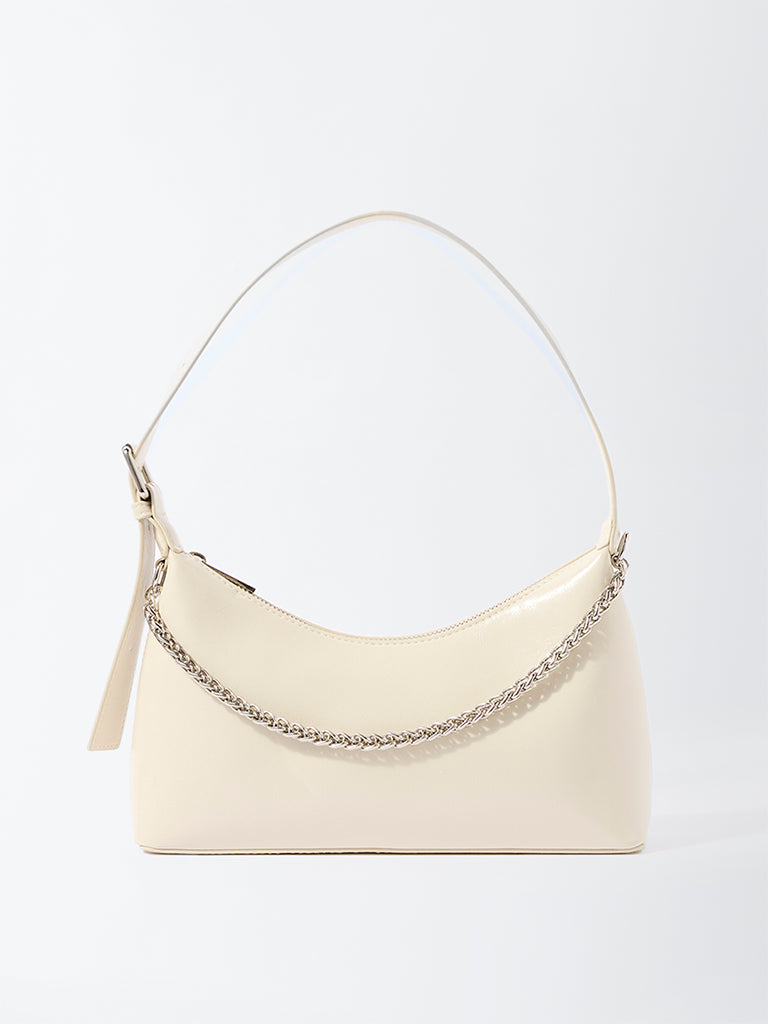 Westside Off-White Chain-Detailed Shoulder Bag