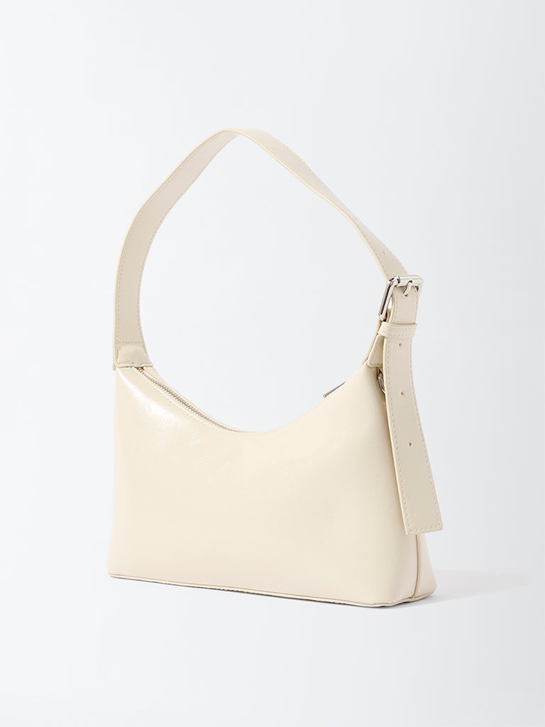 Westside Off-White Chain-Detailed Shoulder Bag