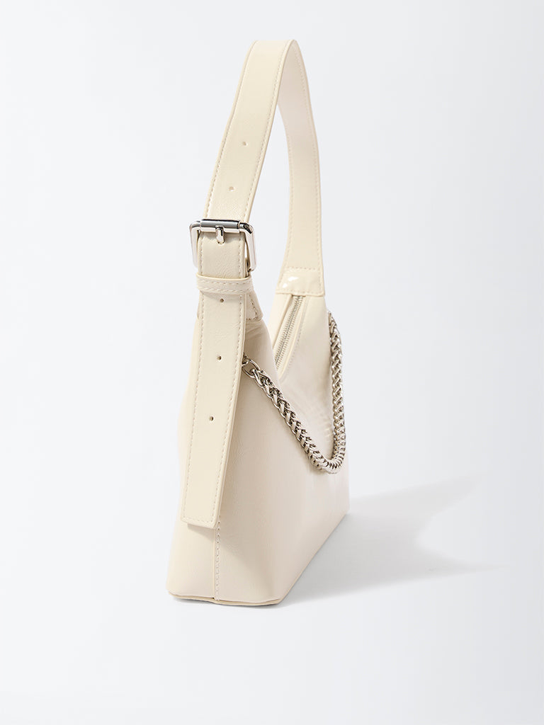 Westside Off-White Chain-Detailed Shoulder Bag