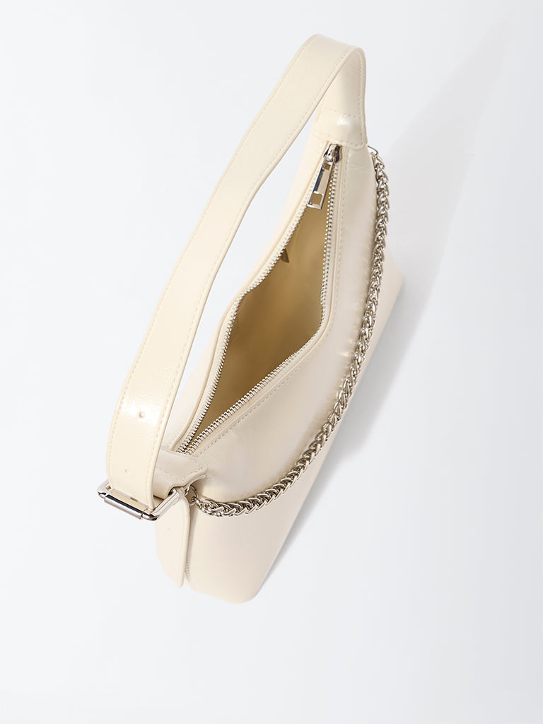 Westside Off-White Chain-Detailed Shoulder Bag