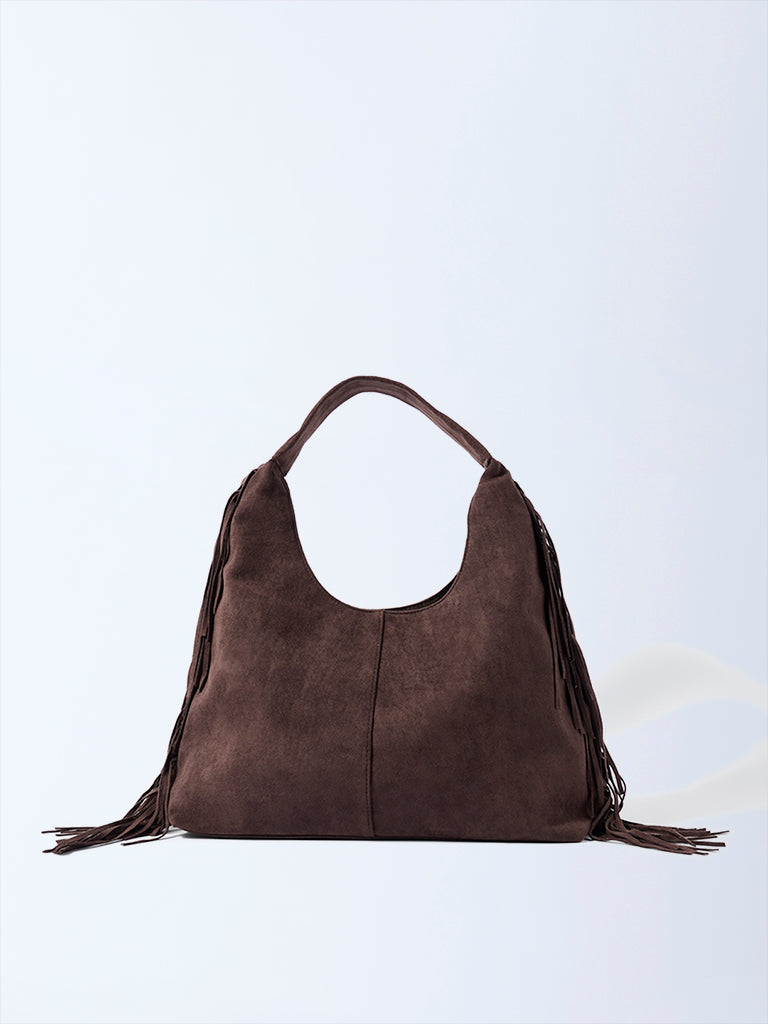Westside Brown Fringe Detailed Shoulder Bag