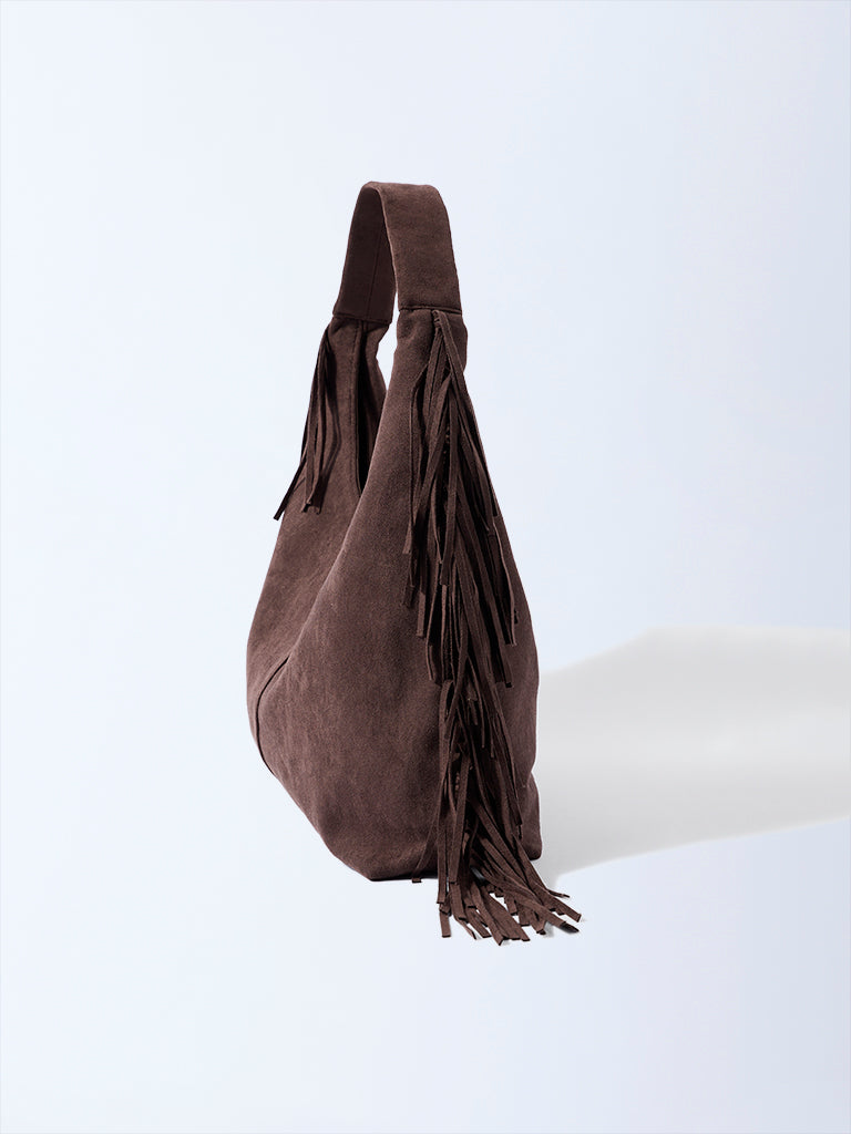 Westside Brown Fringe Detailed Shoulder Bag