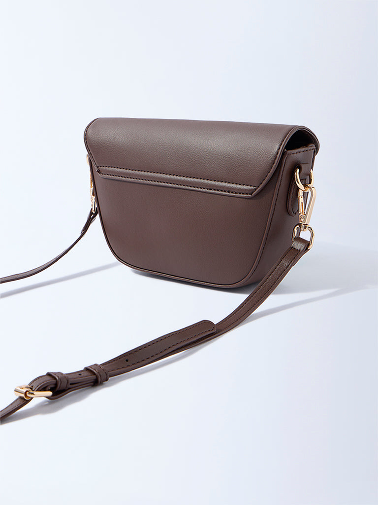 Westside Dark Brown Hardware-Detailed Sling Bag