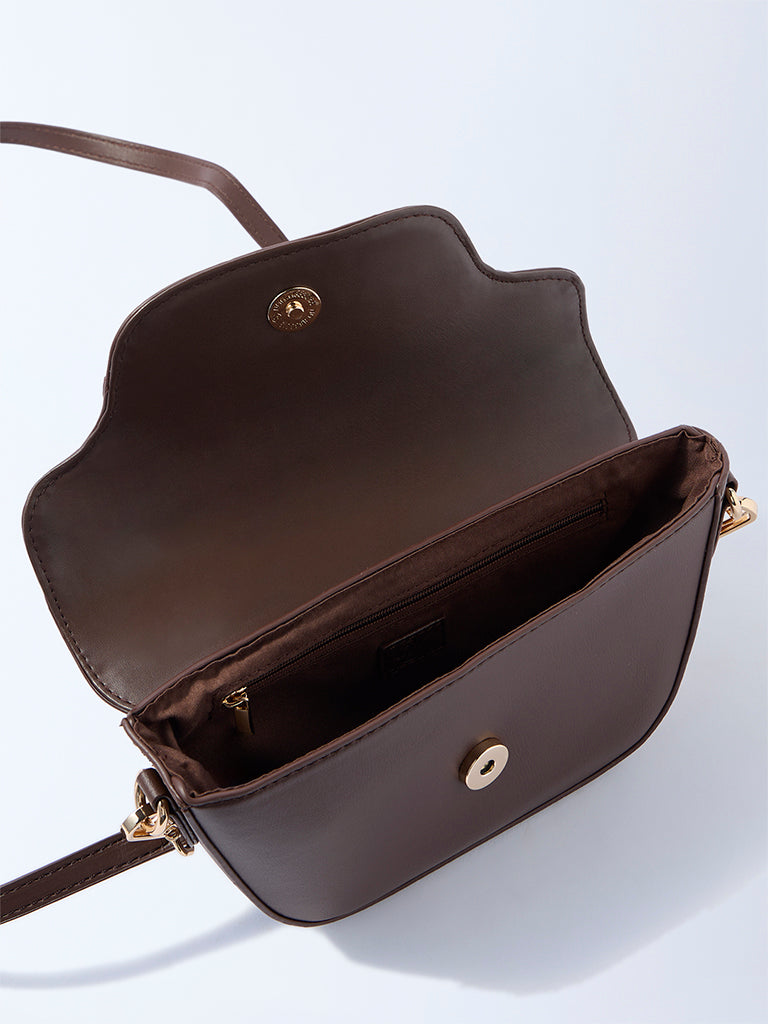 Westside Dark Brown Hardware-Detailed Sling Bag