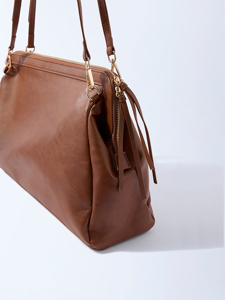 Westside Brown Solid Sling Bag
