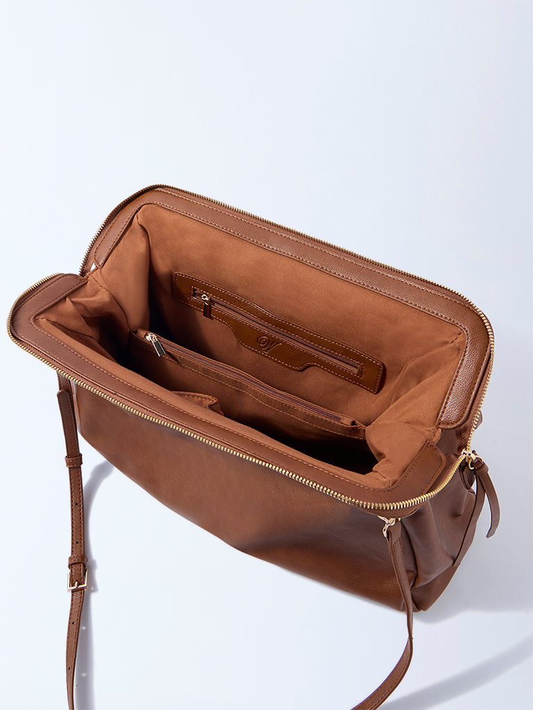 Westside Brown Solid Sling Bag