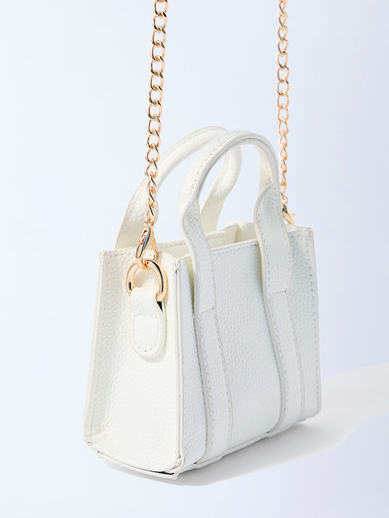 Westside White Textured Mini Sling Bag
