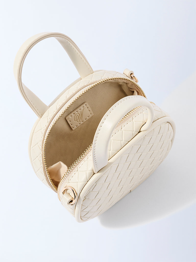 Westside Off-White Quilted Mini Sling Bag