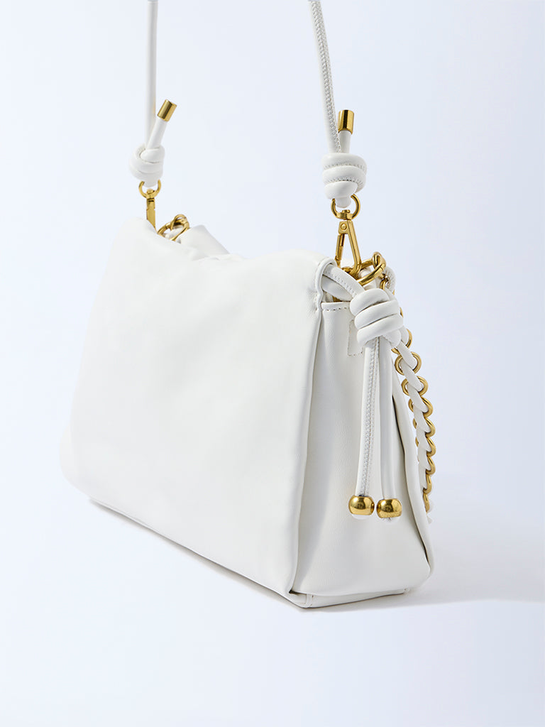 Westside White Solid Sling Bag