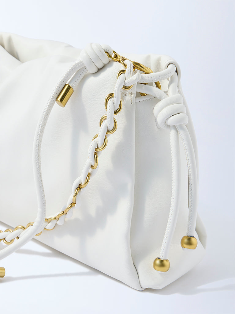 Westside White Solid Sling Bag
