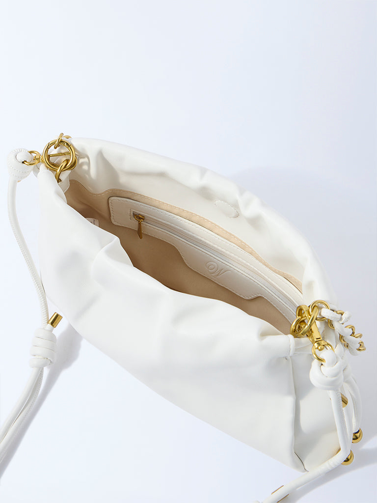 Westside White Solid Sling Bag