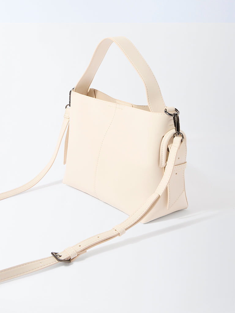 Westside Off-White Buckle-Detailed Bucket Bag