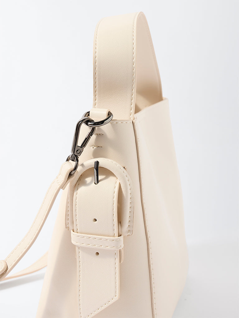 Westside Off-White Buckle-Detailed Bucket Bag