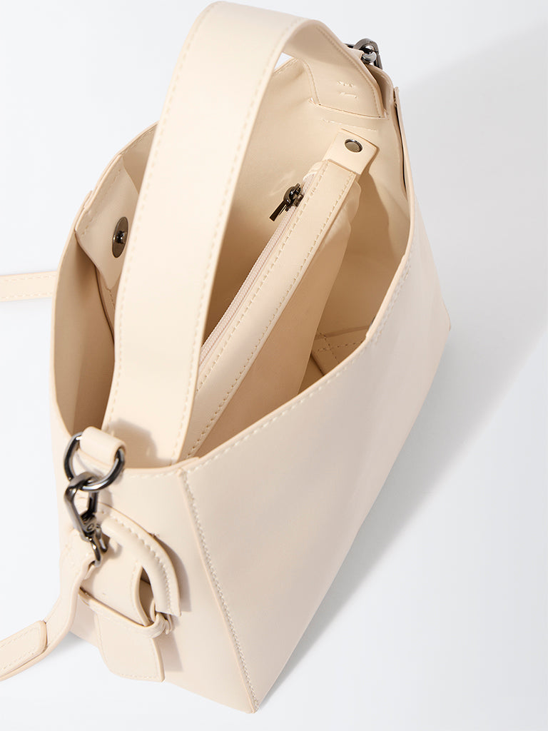 Westside Off-White Buckle-Detailed Bucket Bag