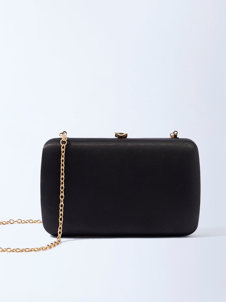 Westside Black Clutch with Sling Handle