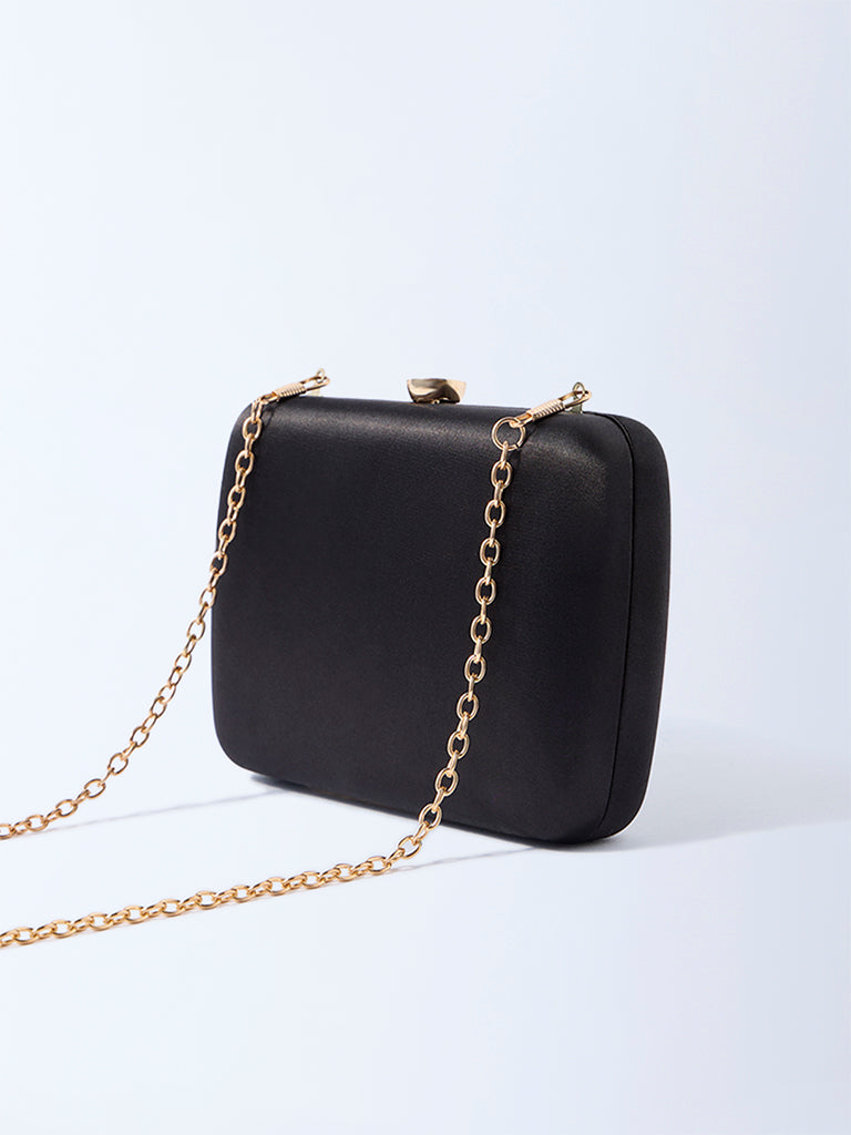 Westside Black Clutch with Sling Handle