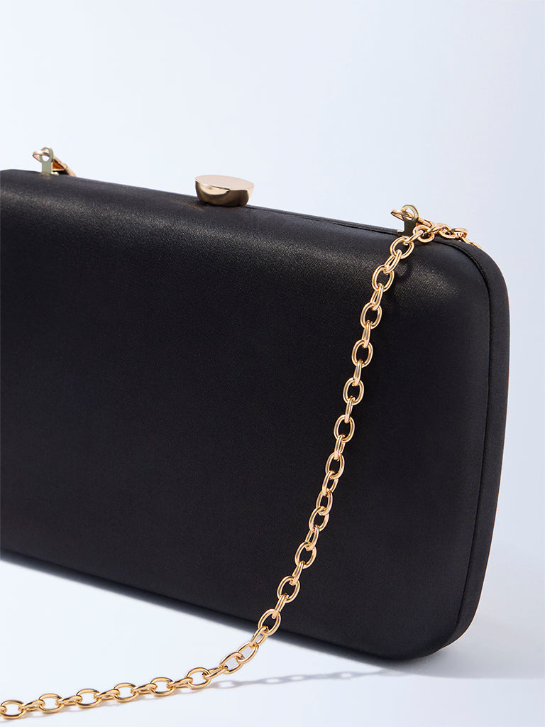 Westside Black Clutch with Sling Handle