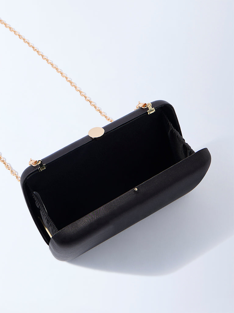 Westside Black Clutch with Sling Handle