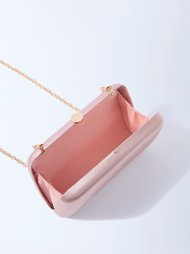 Westside Rose Gold Clutch with Sling Handle