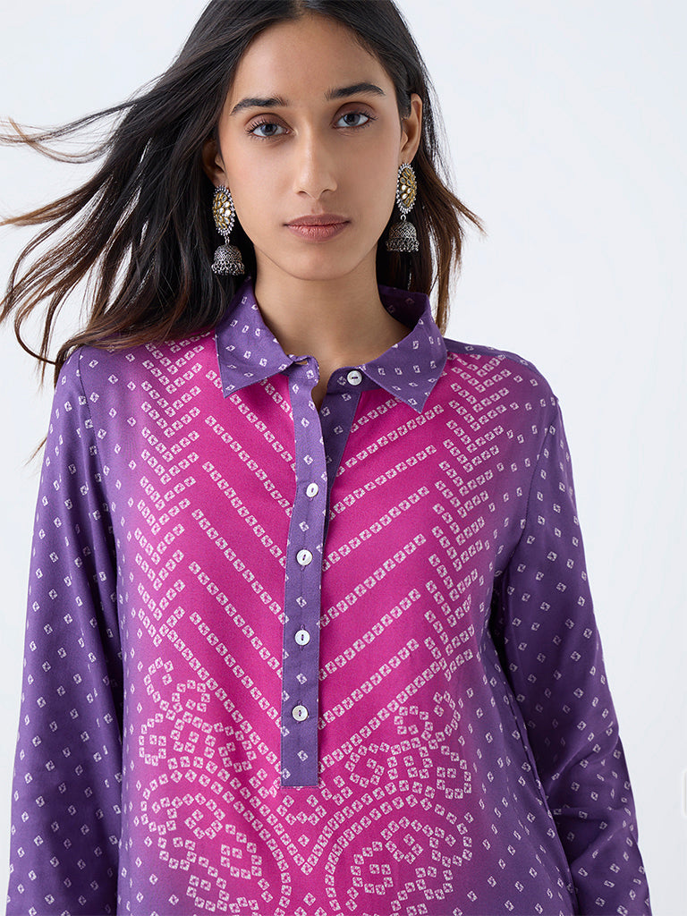 KNYA様 Buy Utsa Blue Bandhani Printed Straight Kurta from Westside