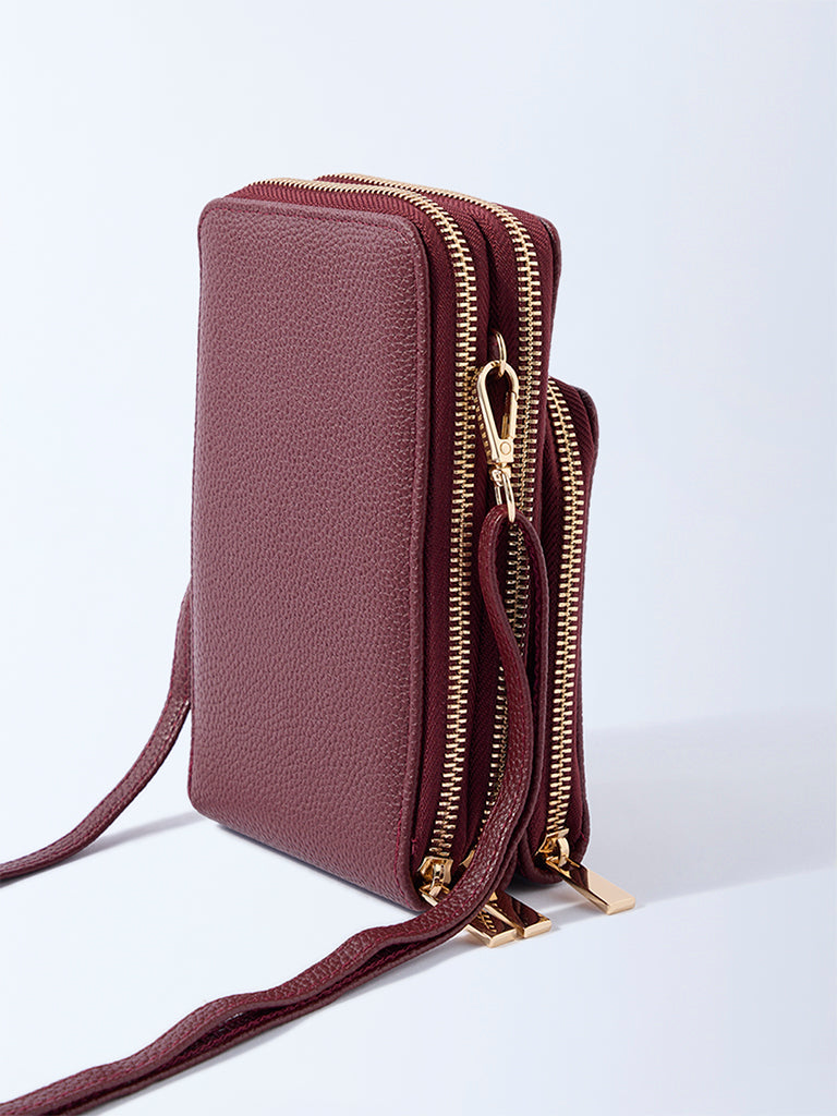Westside Plum Self-Textured Phone Sling Bag