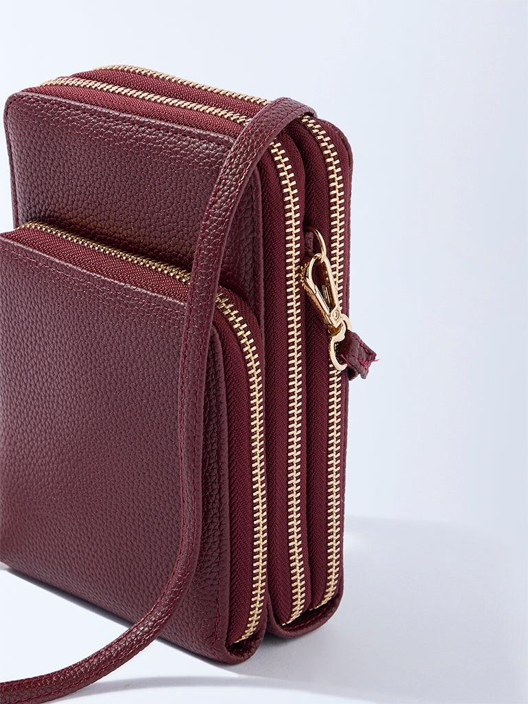 Westside Plum Self-Textured Phone Sling Bag