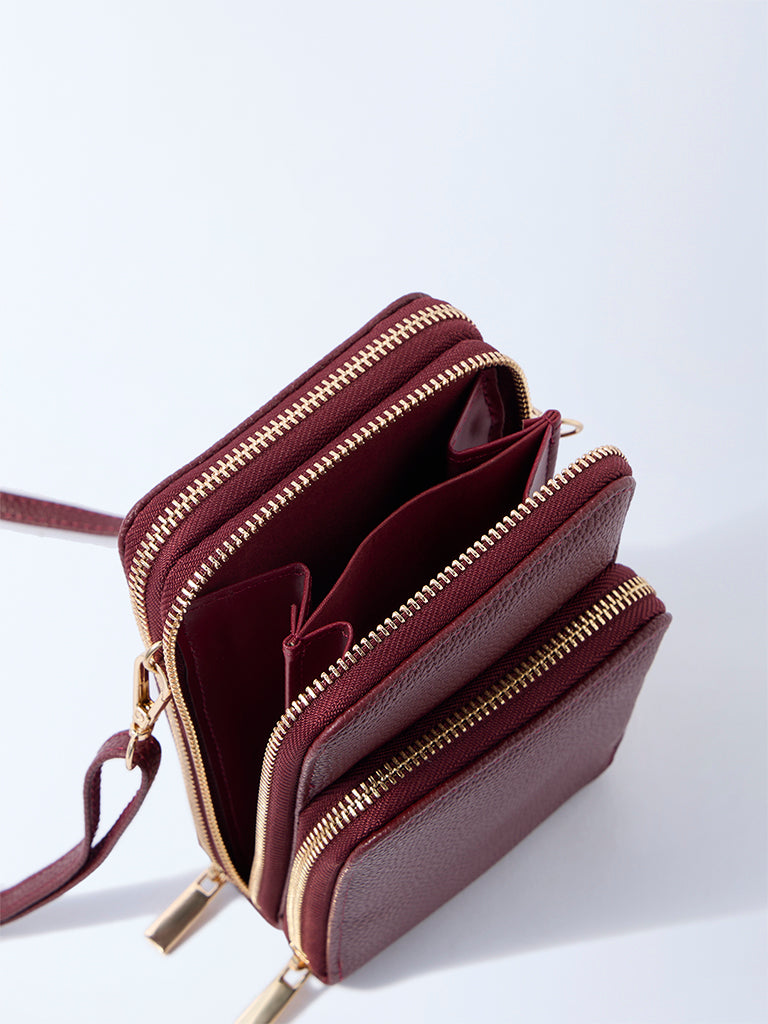 Westside Plum Self-Textured Phone Sling Bag