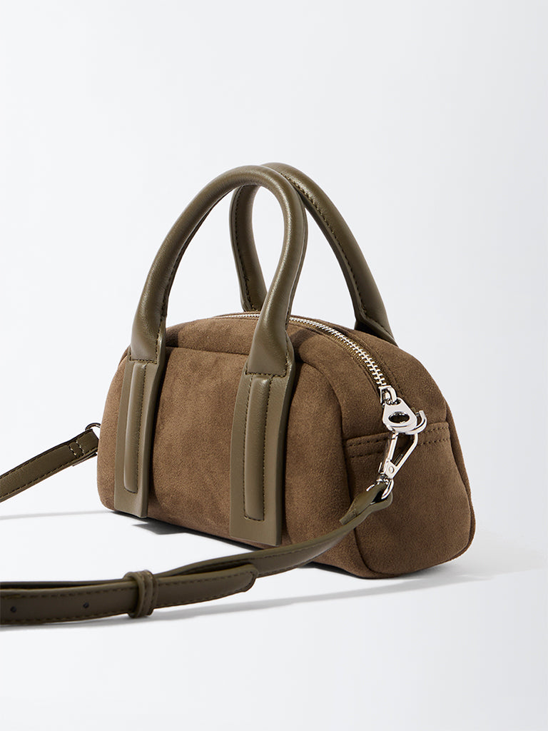 Westside Olive Suede Bowling Bag