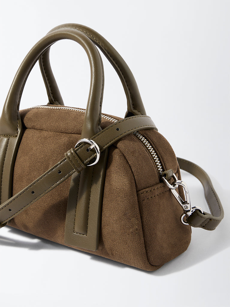 Westside Olive Suede Bowling Bag