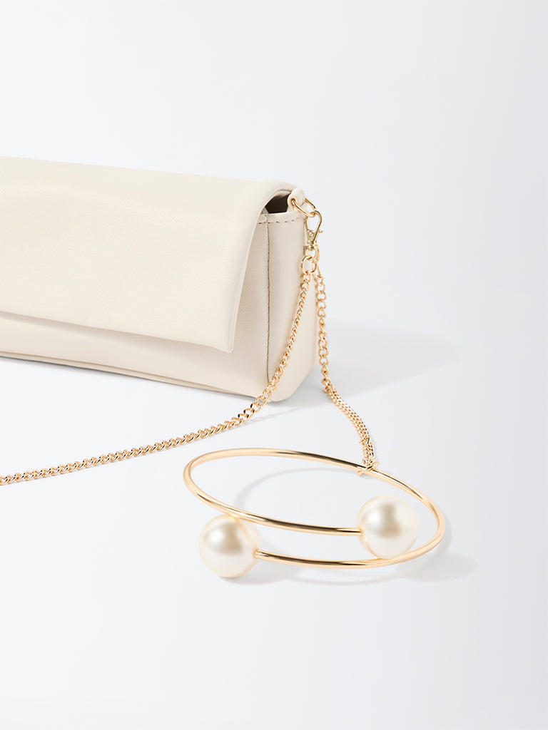 Westside Off-White Pearlescent Clutch Bag