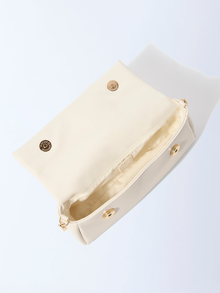 Westside Off-White Pearlescent Clutch Bag