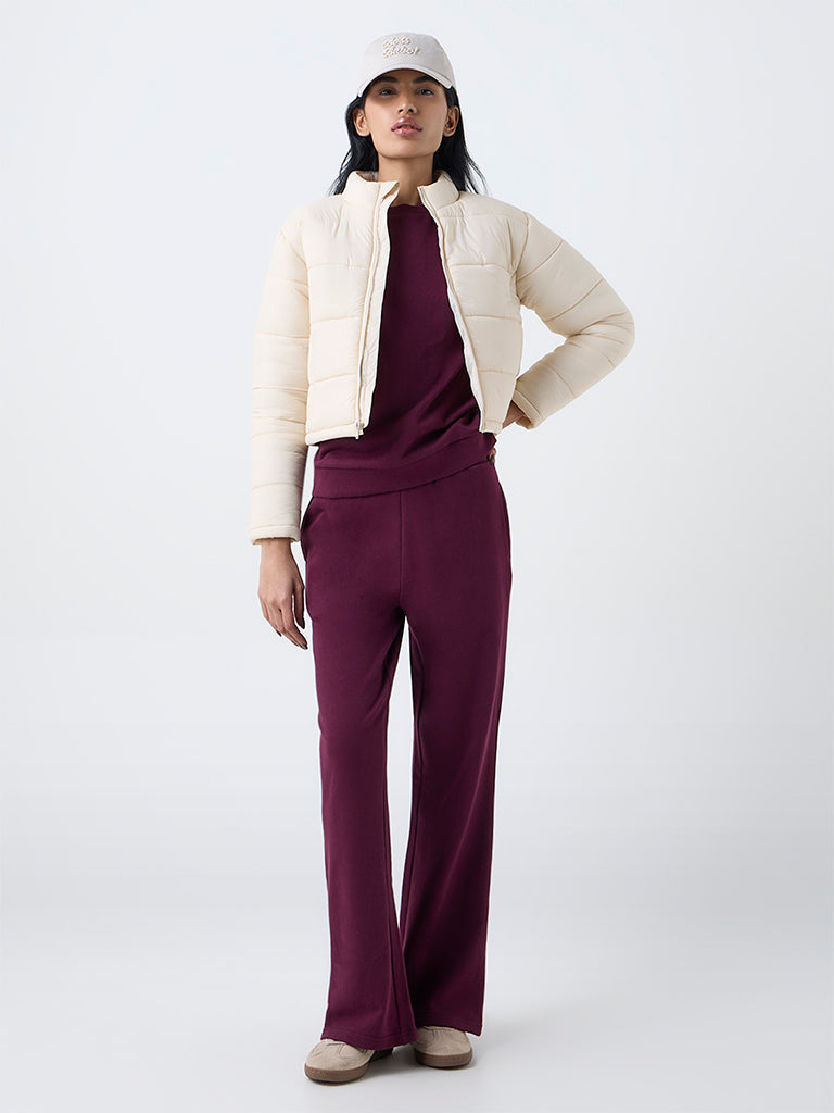 Studiofit Cream Quilted Puffer Jacket