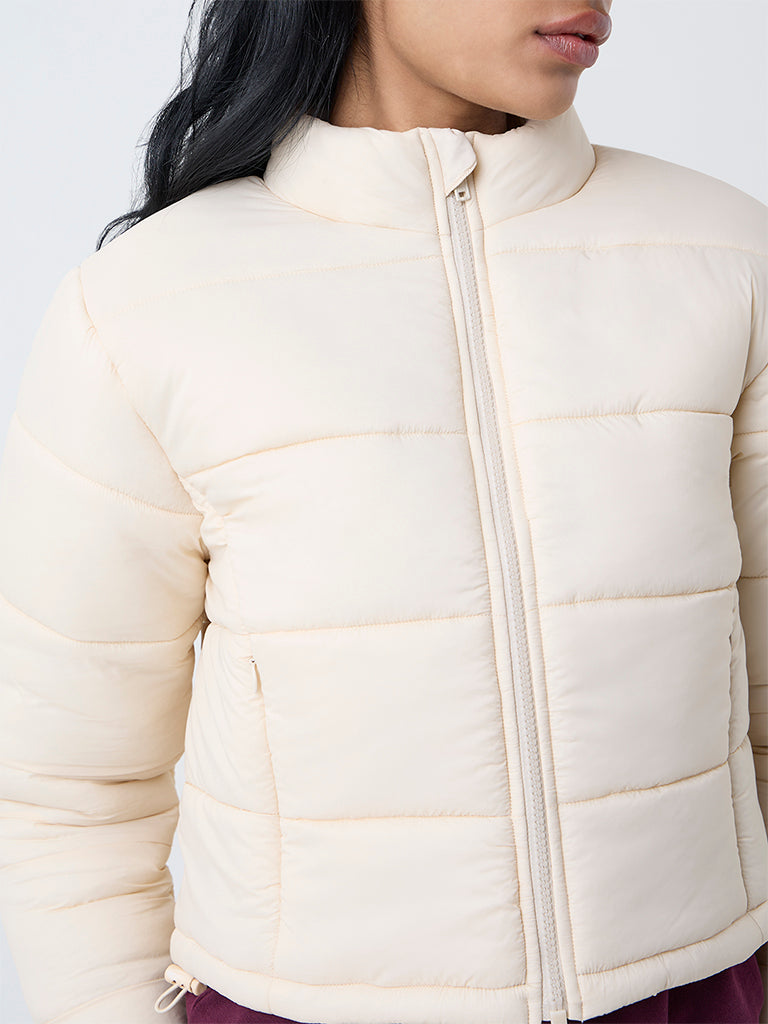 Studiofit Cream Quilted Puffer Jacket