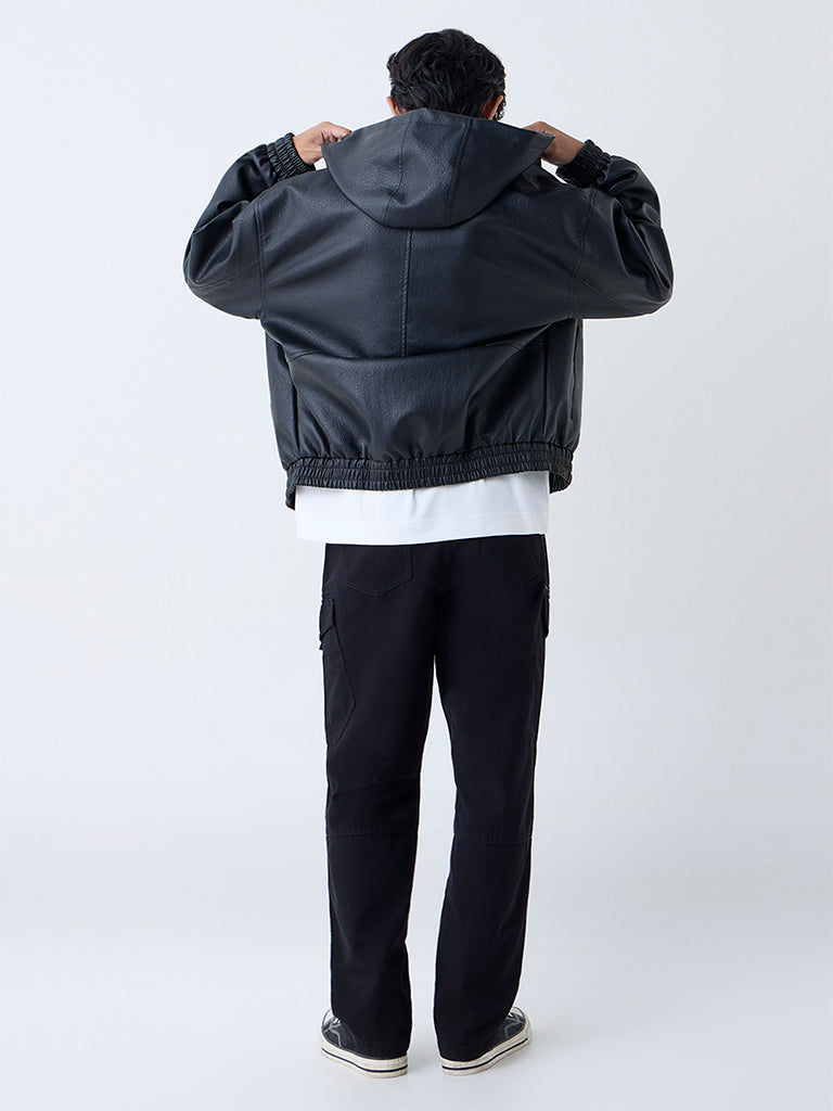 Nuon Black Cargo-Style Relaxed-Fit Jeans