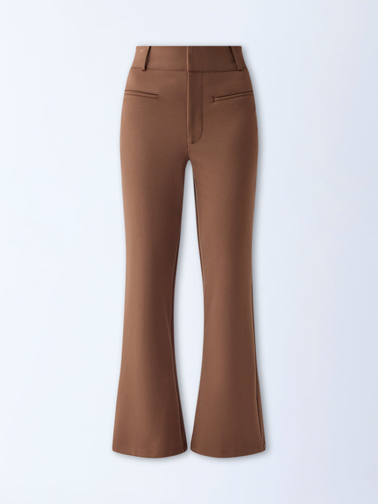 Wardrobe Brown Flared High-Rise Trousers