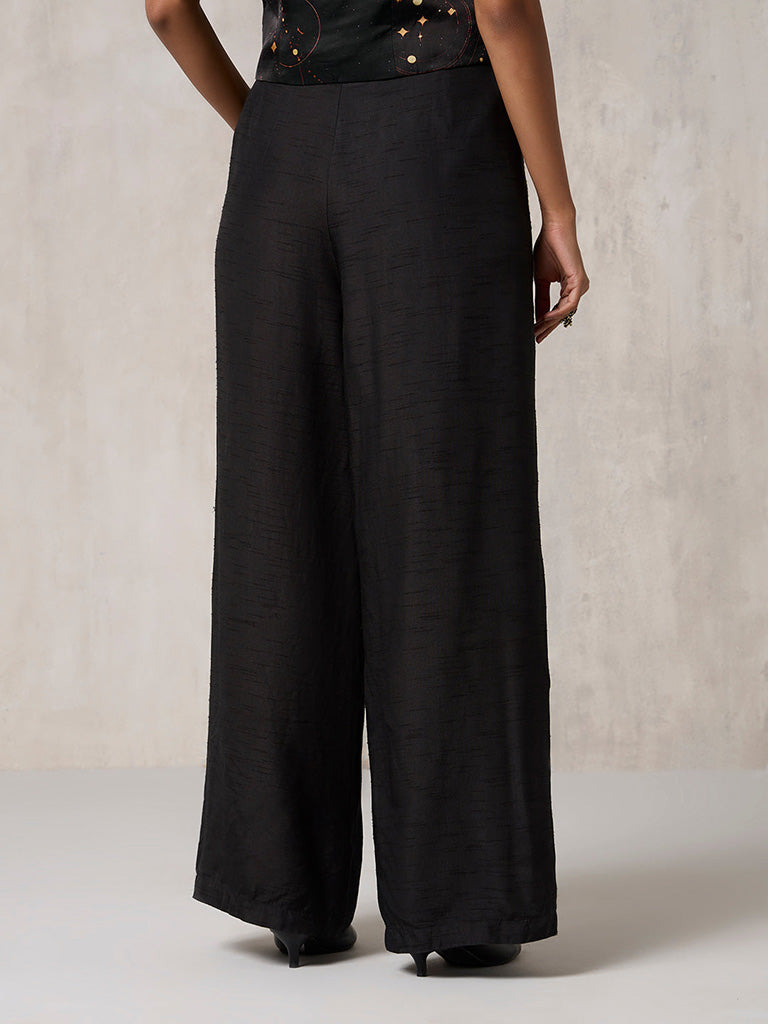 Solid High-Rise Black Pants